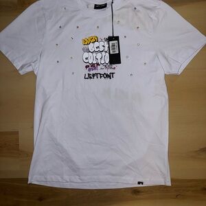 Left Point White Rhinestone Graphic Tee